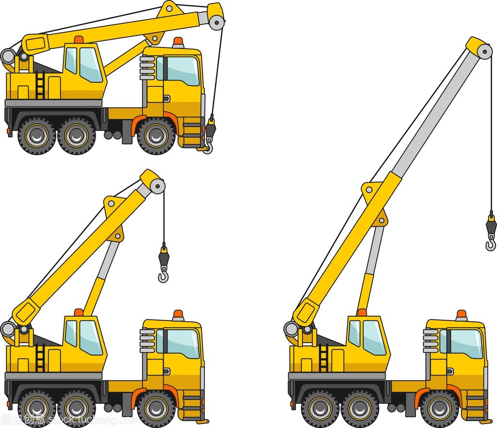 起重機。重型施工機械。矢量圖